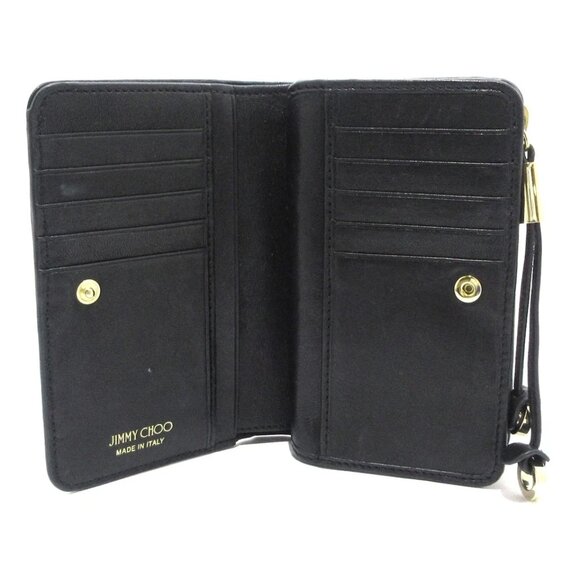 JIMMY CHOO MEERA - Black Leather Bifold Wallet 214-080725 - Picture 9 of 12